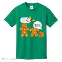Kiss Me I'm Trying Funny Gingerbread Kids T-Shirt thumb 0
