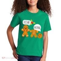 Kiss Me I'm Trying Funny Gingerbread Kids T-Shirt thumb 2