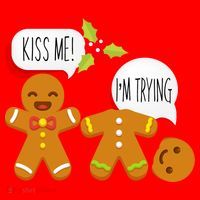 Kiss Me I'm Trying Funny Gingerbread Santa Hat thumb 1