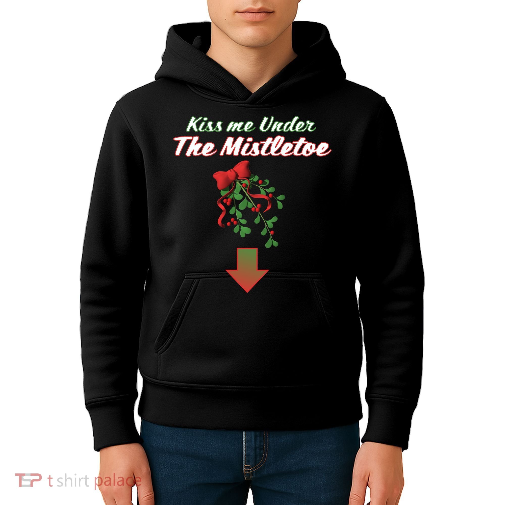 Kiss Me Under The Mistletoe Kids Hoodie