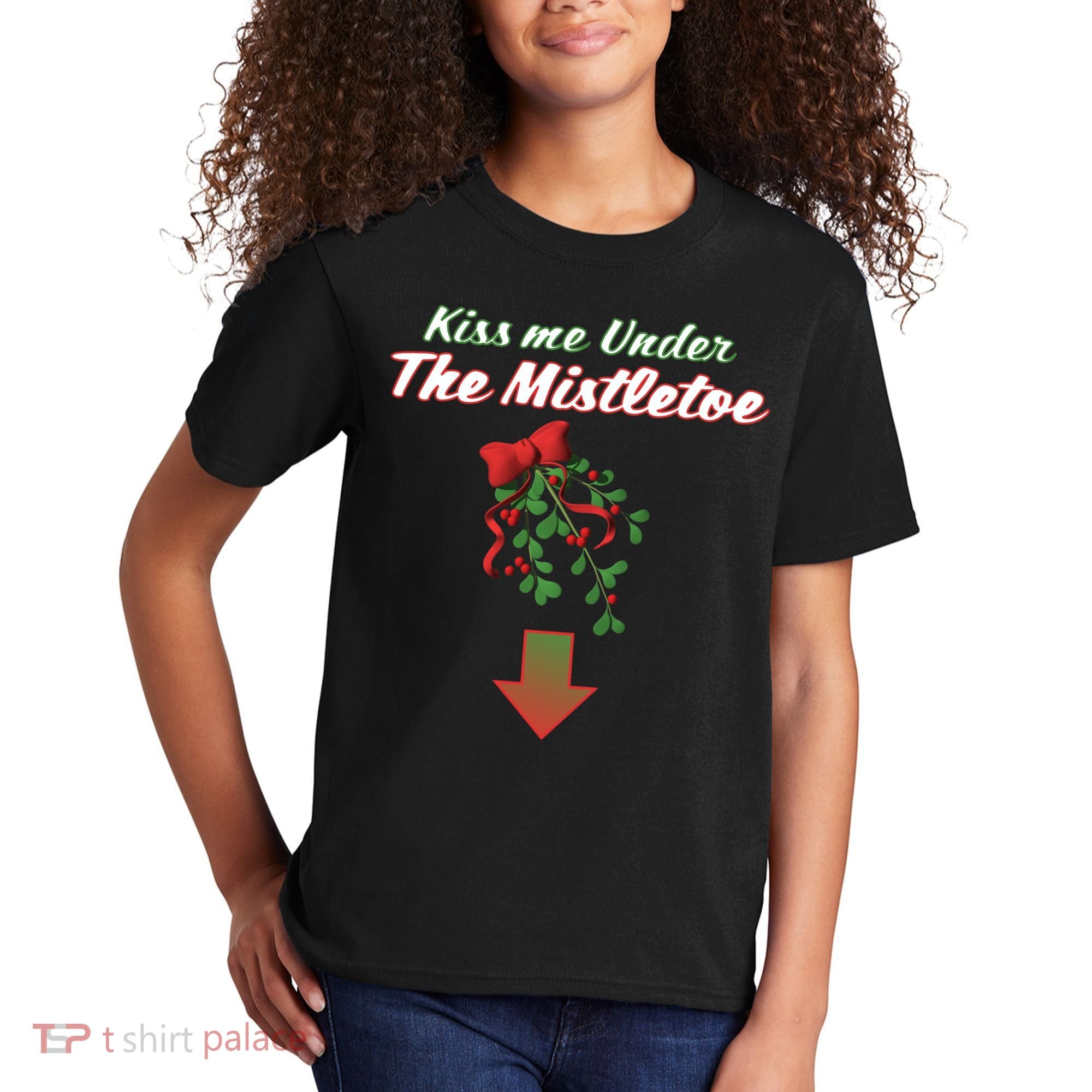 Kiss Me Under The Mistletoe Kids T-Shirt