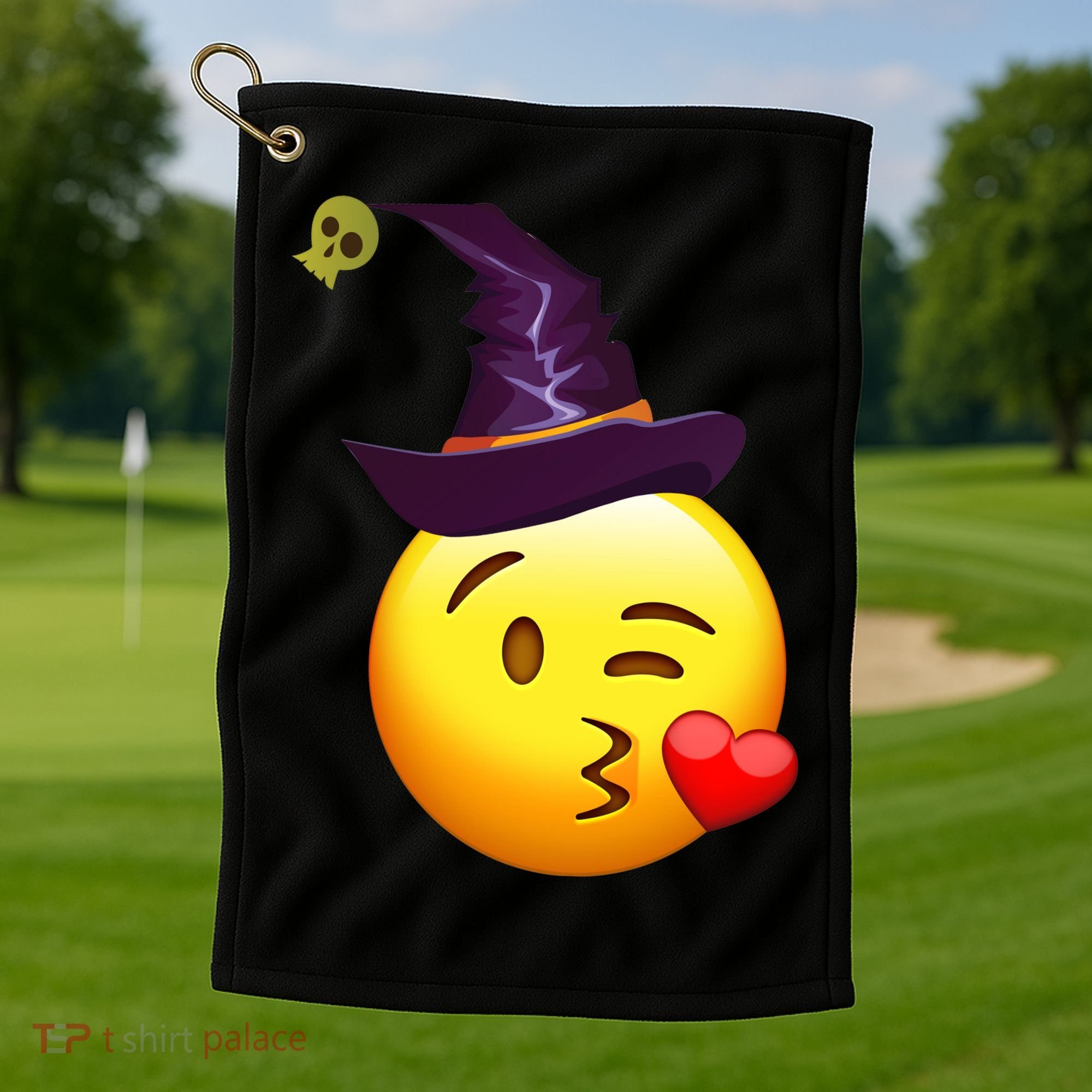 Kiss Witch Emoji Golf Towel