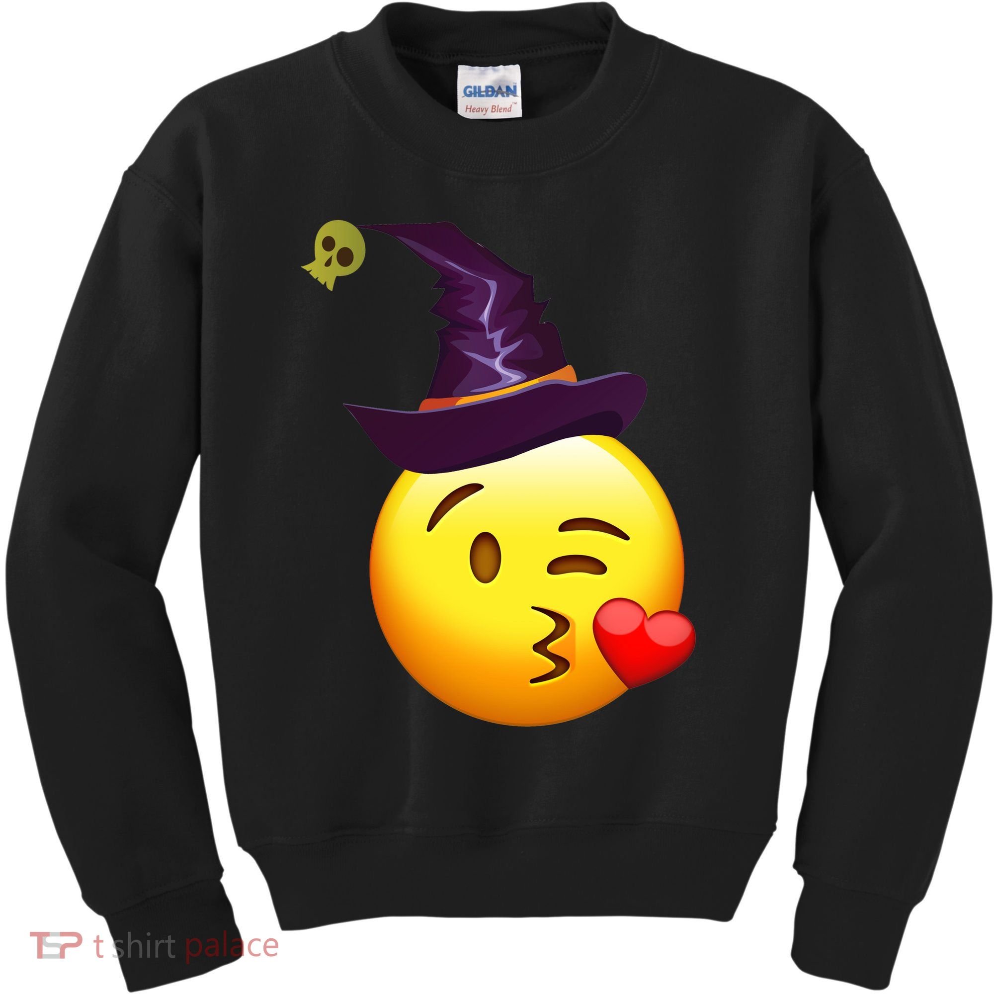 Kiss Witch Emoji Kids Sweatshirt