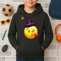 Kiss Witch Emoji Kids Hoodie thumb 2