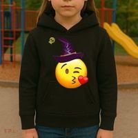 Kiss Witch Emoji Kids Hoodie thumb 3