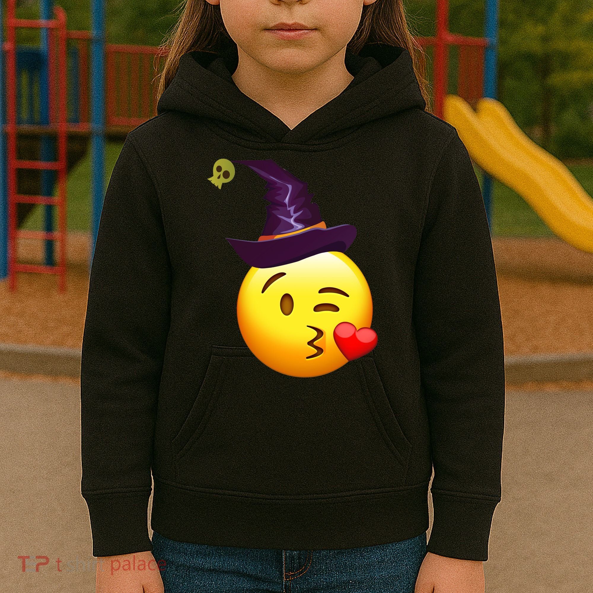 Kiss Witch Emoji Kids Hoodie