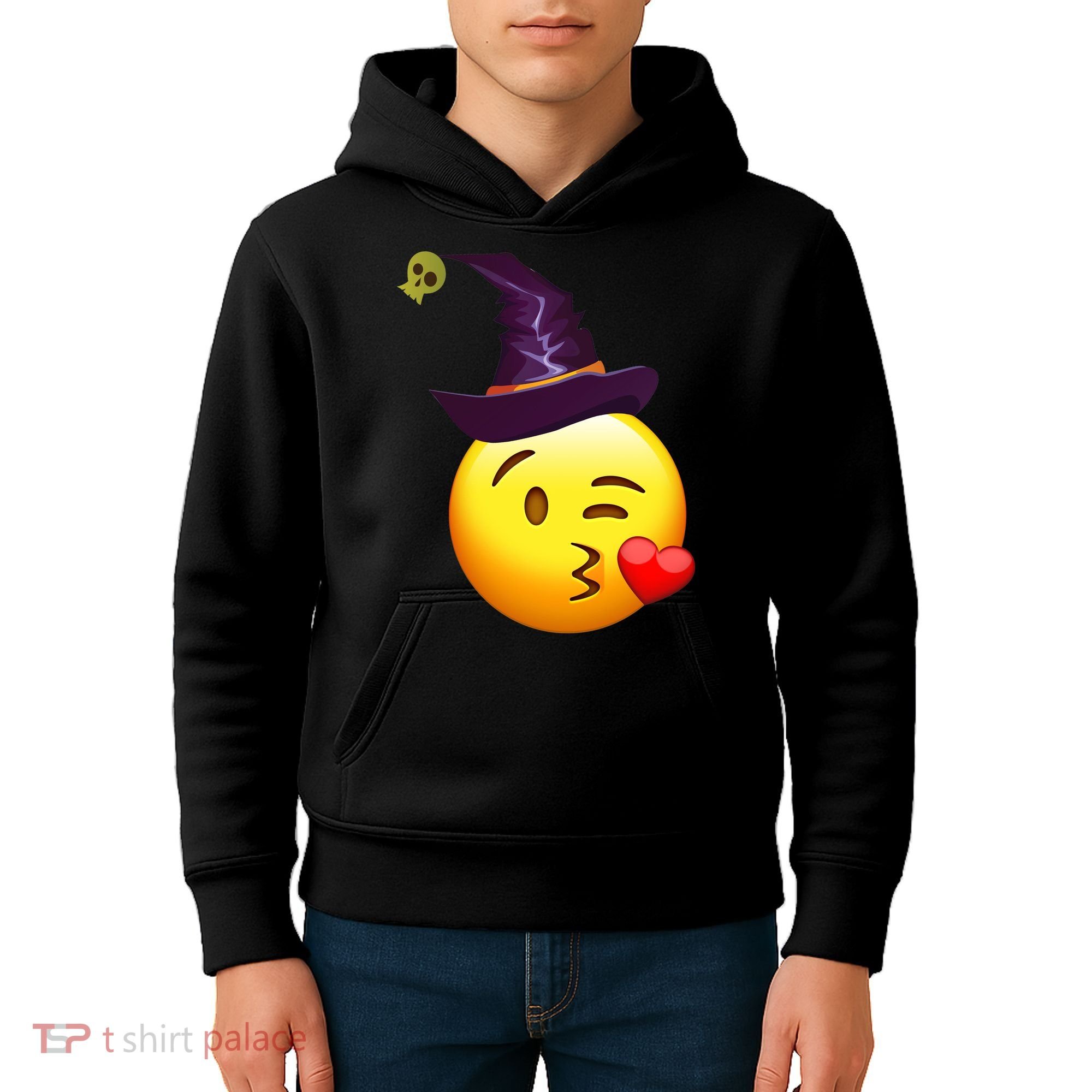 Kiss Witch Emoji Kids Hoodie