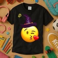 Kiss Witch Emoji Kids T-Shirt thumb 3