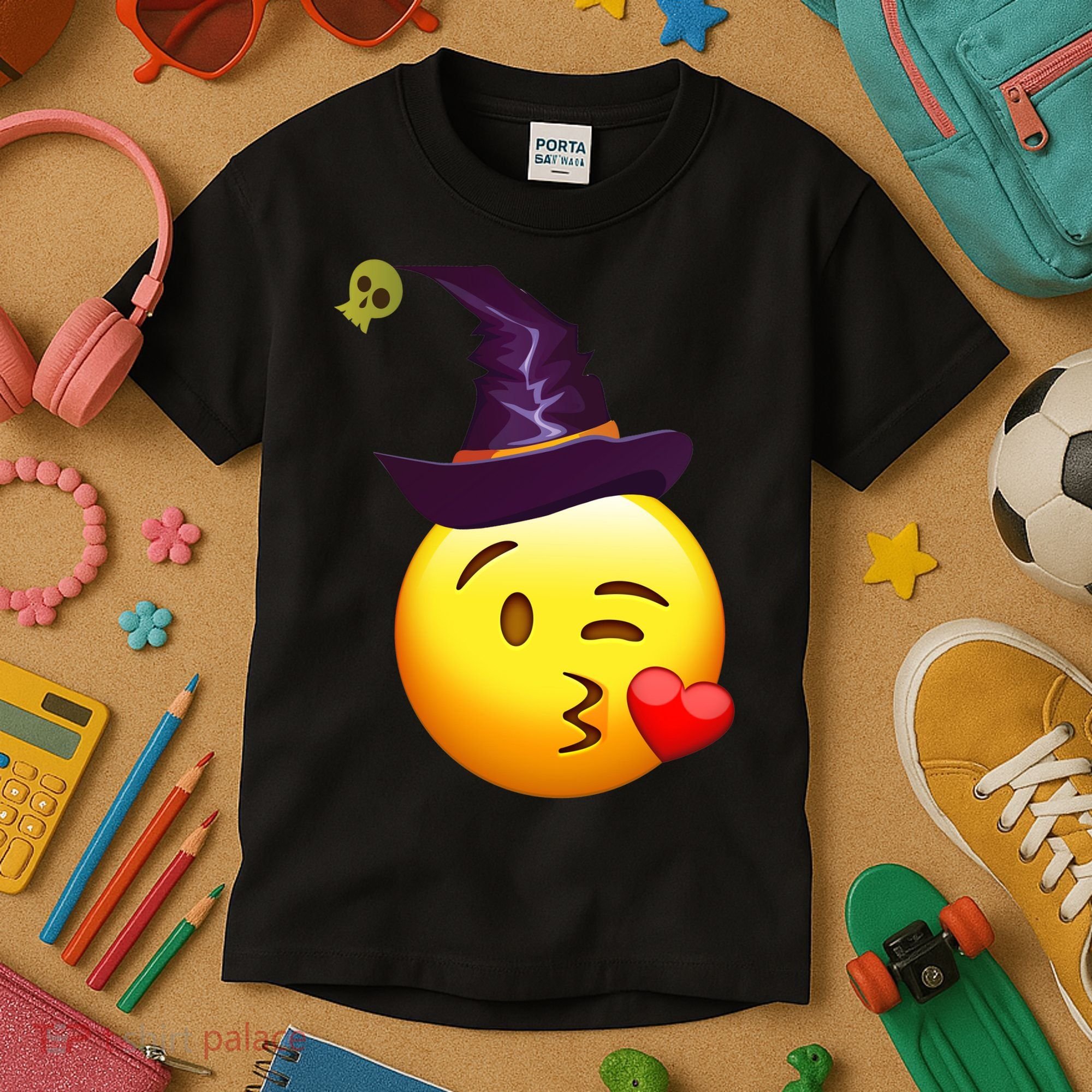 Kiss Witch Emoji Kids T-Shirt