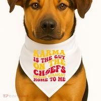 Karma Is the Guy on the Chief TRENDY  USA-Made Doggie Bandana thumb 1