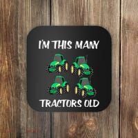 Kids Im This Many Tractors Old Boy 4th Birthday 4 Years Old Coaster thumb 0