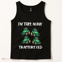 Kids Im This Many Tractors Old Boy 4th Birthday 4 Years Old Tank Top thumb 2