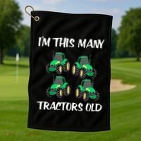 Kids Im This Many Tractors Old Boy 4th Birthday 4 Years Old Golf Towel thumb 1