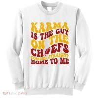 Karma Is The Guy Coming Straight Home To Me Football Sweatshirt thumb 0