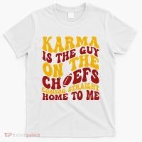 Karma Is The Guy Coming Straight Home To Me Football T-Shirt thumb 0