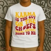 Karma Is The Guy Coming Straight Home To Me Football T-Shirt thumb 3