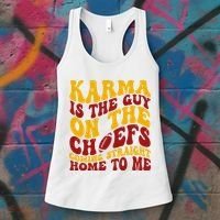 Karma Is The Guy Coming Straight Home To Me Football Women's Tank Top thumb 3