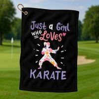 Karate Just A Girl Who Loves Karate Gift Golf Towel thumb 1