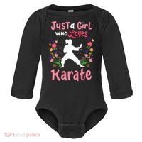 Karate Just A Who Loves Karate Gift Baby Long Sleeve Bodysuit thumb 0