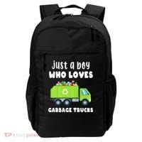 Kids Just A Boy Who Loves Garbage Trucks Backpack thumb 0