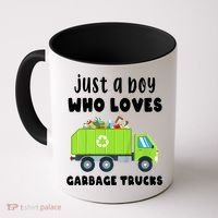 Kids Just A Boy Who Loves Garbage Trucks Coffee Mug thumb 0