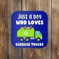Kids Just A Boy Who Loves Garbage Trucks Coaster thumb 0