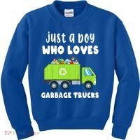 Kids Just A Boy Who Loves Garbage Trucks Kids Sweatshirt thumb 0