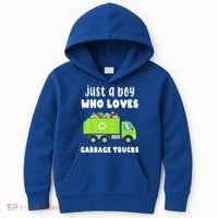 Kids Just A Boy Who Loves Garbage Trucks Kids Hoodie thumb 0