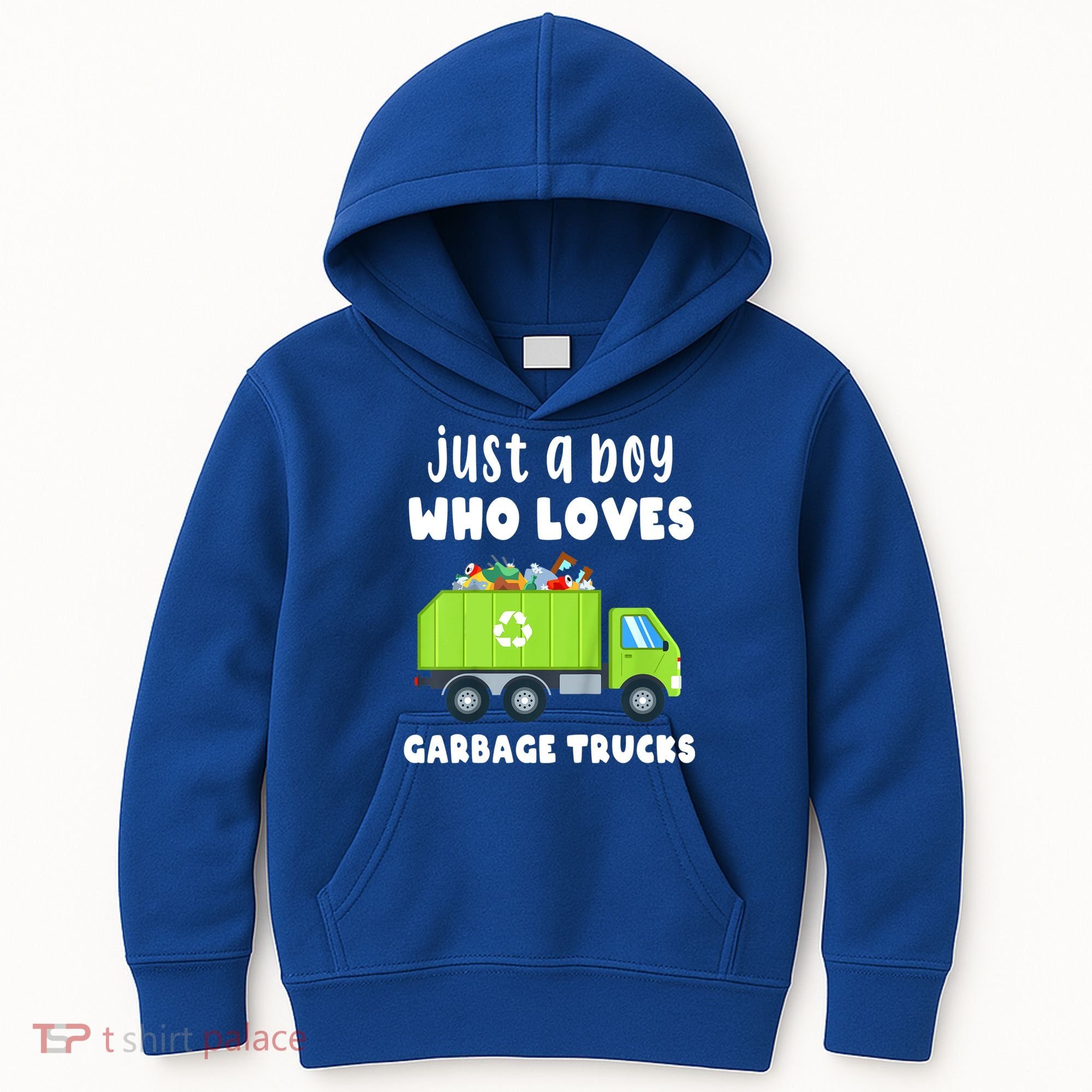 Kids Just A Boy Who Loves Garbage Trucks Kids Hoodie