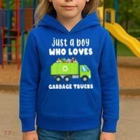 Kids Just A Boy Who Loves Garbage Trucks Kids Hoodie thumb 3