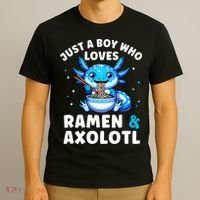 Kawaii Just A Boy Who Loves Axolotl Ramen Cutecore  T-Shirt thumb 3