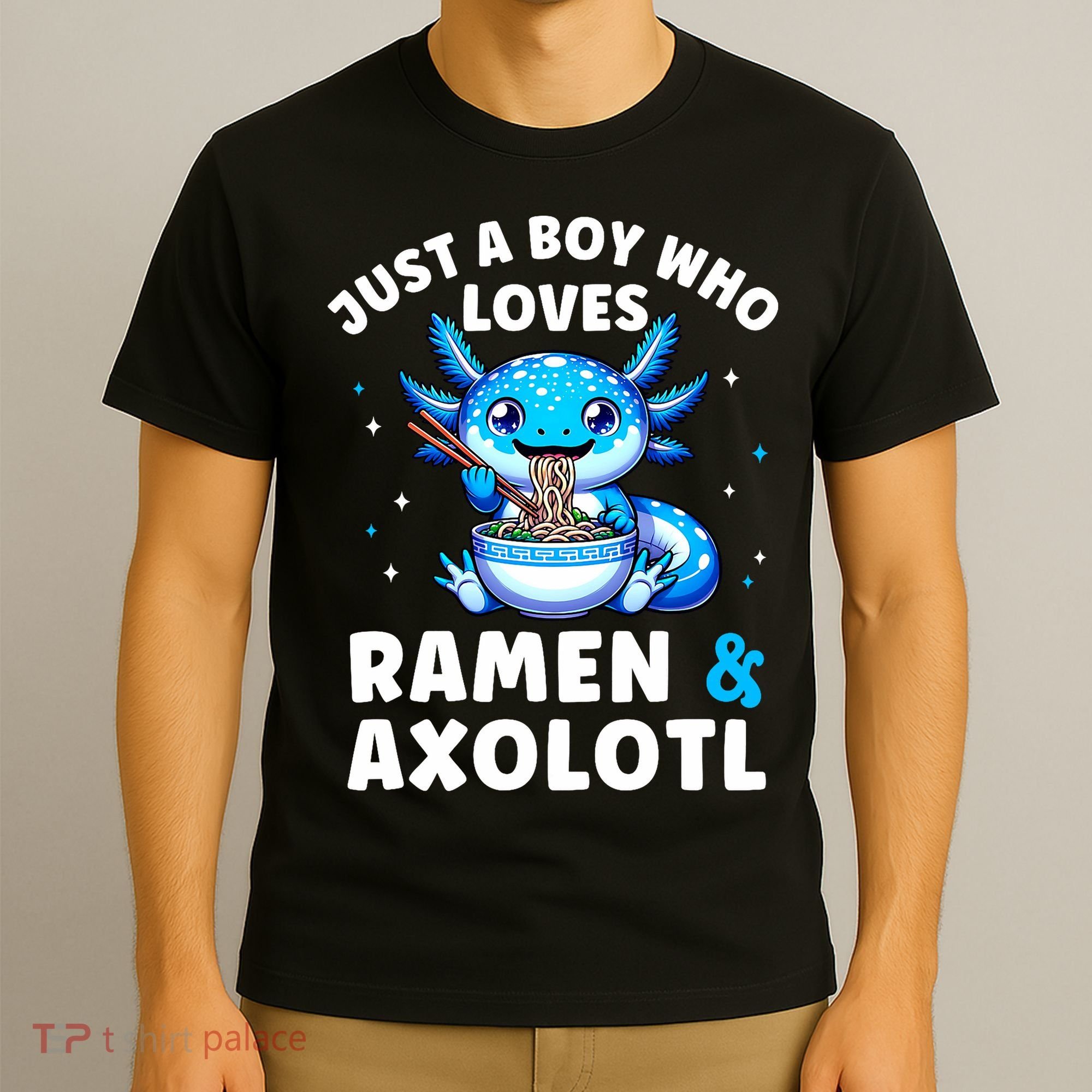 Kawaii Just A Boy Who Loves Axolotl Ramen Cutecore  T-Shirt
