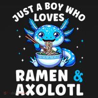 Kawaii Just A Boy Who Loves Axolotl Ramen Cutecore  Polo thumb 3