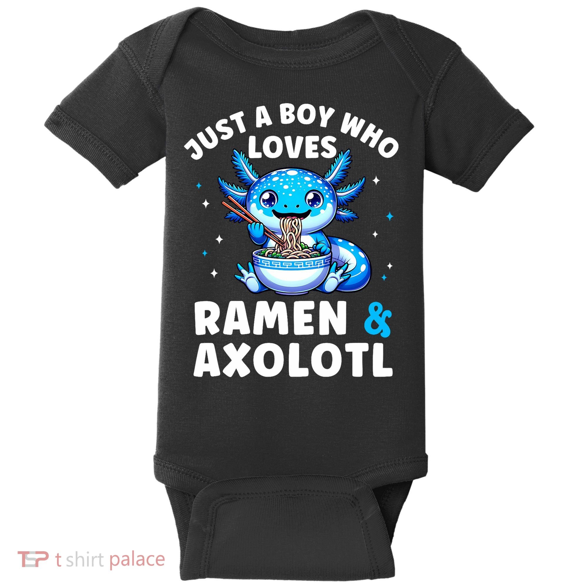 Kawaii Just A Boy Who Loves Axolotl Ramen Cutecore  Baby Bodysuit