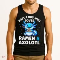Kawaii Just A Boy Who Loves Axolotl Ramen Cutecore  Tank Top thumb 3
