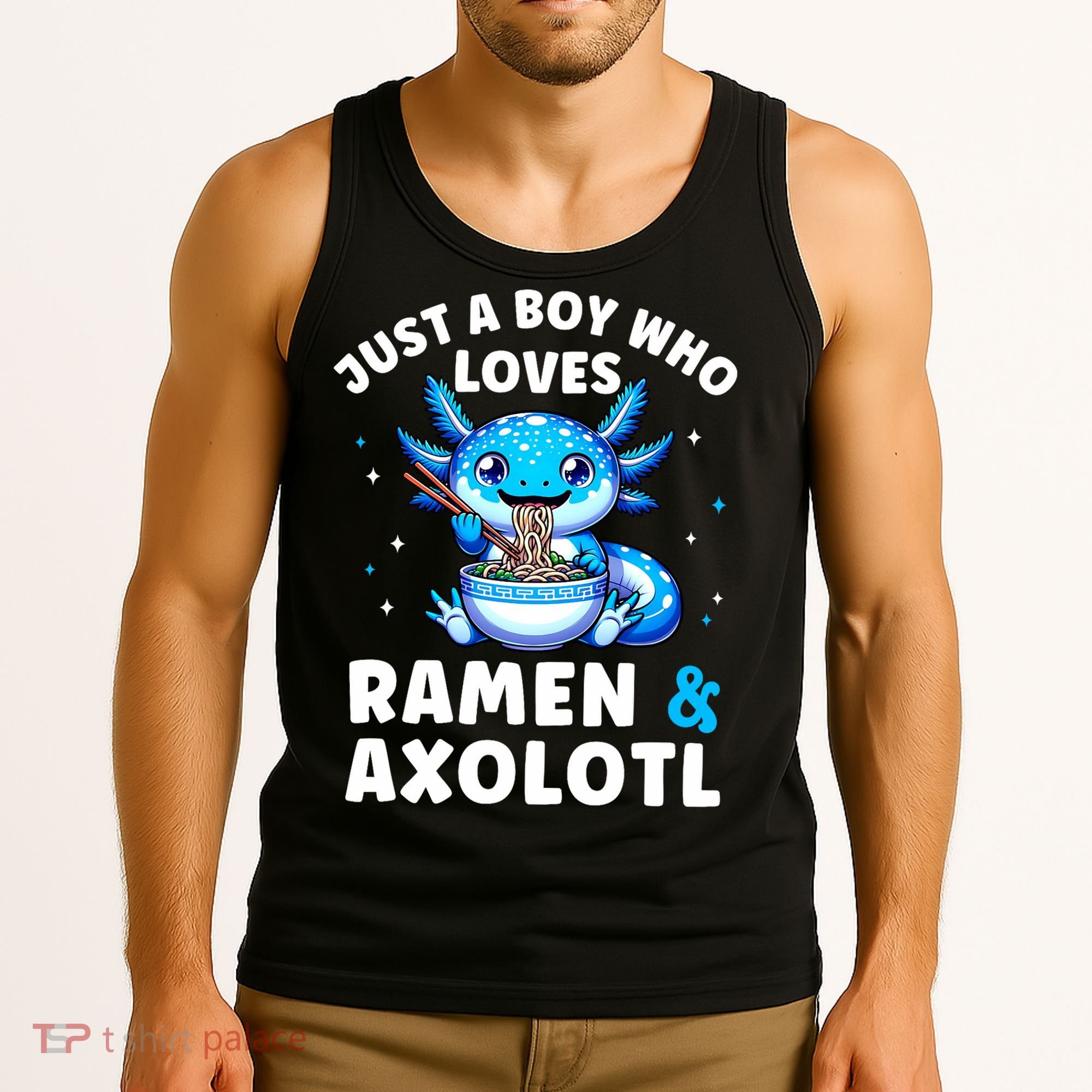 Kawaii Just A Boy Who Loves Axolotl Ramen Cutecore  Tank Top