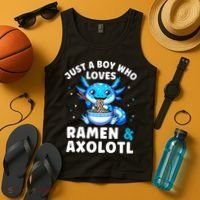 Kawaii Just A Boy Who Loves Axolotl Ramen Cutecore  Tank Top thumb 4