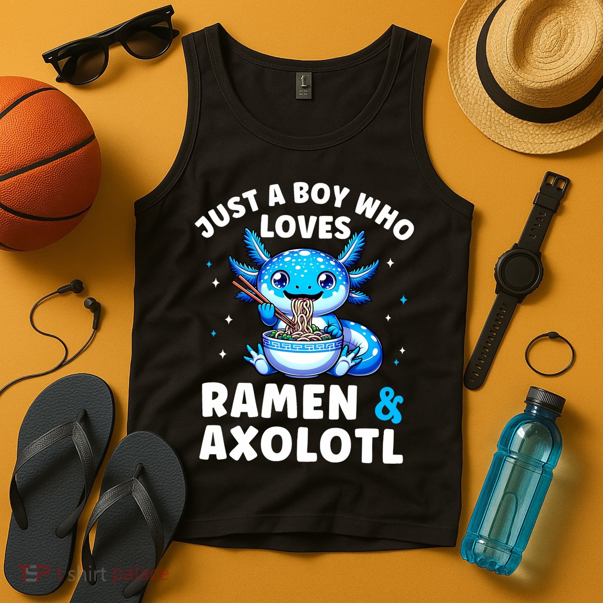 Kawaii Just A Boy Who Loves Axolotl Ramen Cutecore  Tank Top