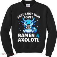 Kawaii Just A Boy Who Loves Axolotl Ramen Cutecore  Kids Sweatshirt thumb 0