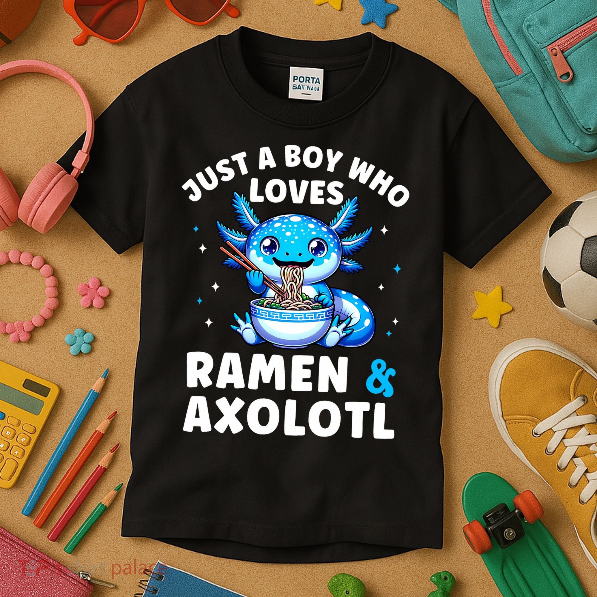 Kawaii Just A Boy Who Loves Axolotl Ramen Cutecore  Kids T-Shirt