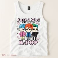 KPop Just A Girl Who Loves KPop Korean Pop Band Tank Top thumb 2