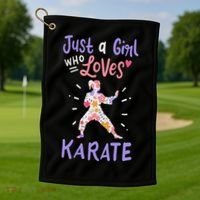 Karate Just A Girl Who Loves Karate Gift Golf Towel thumb 1