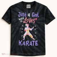 Karate Just A Girl Who Loves Karate Gift Kids Tie-Dye T-Shirt thumb 0