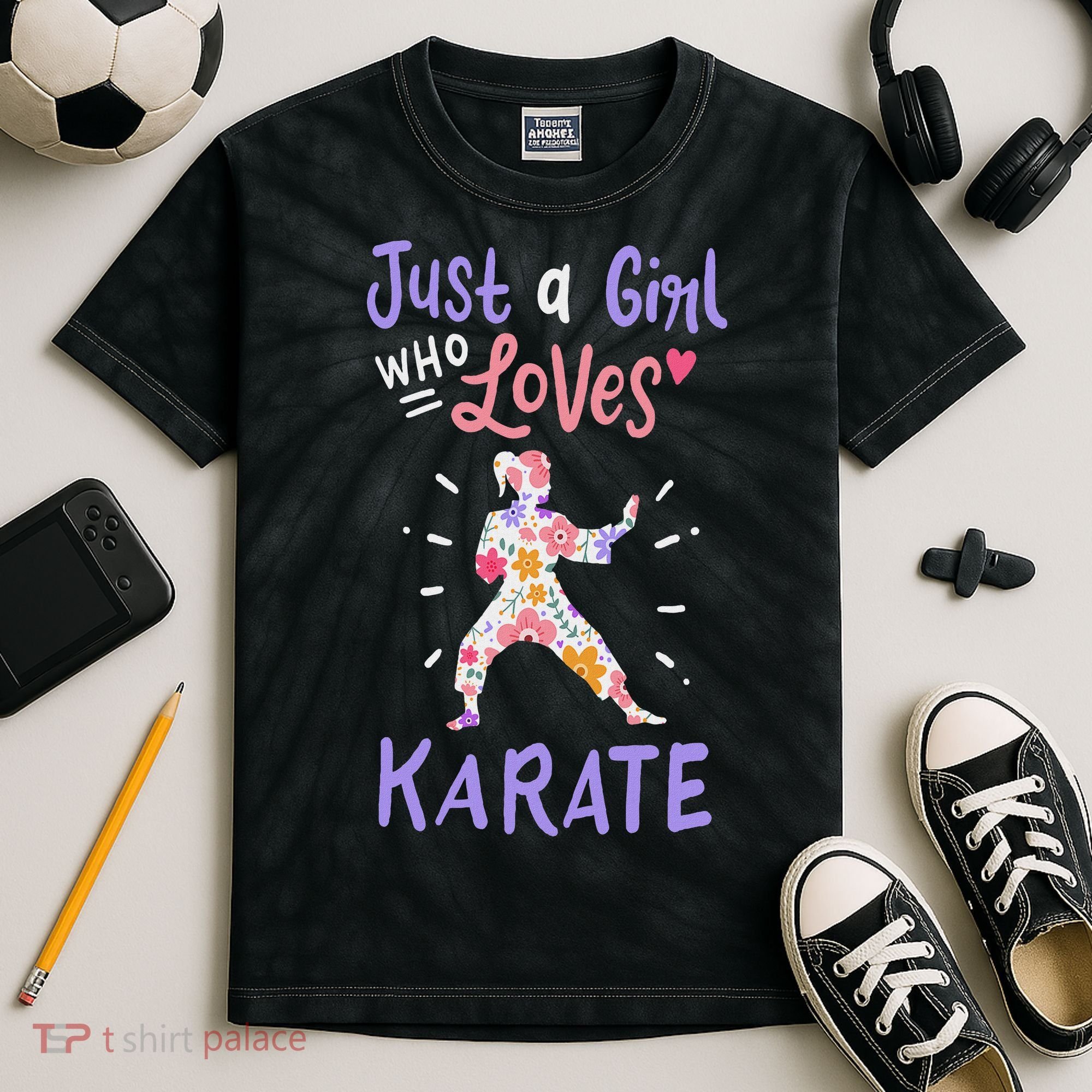 Karate Just A Girl Who Loves Karate Gift Kids Tie-Dye T-Shirt