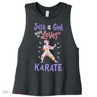 Karate Just A Girl Who Loves Karate Gift Women's Racerback Cropped Tank thumb 0