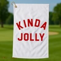 Kinda Jolly Funny Christmas Holiday Golf Towel thumb 1