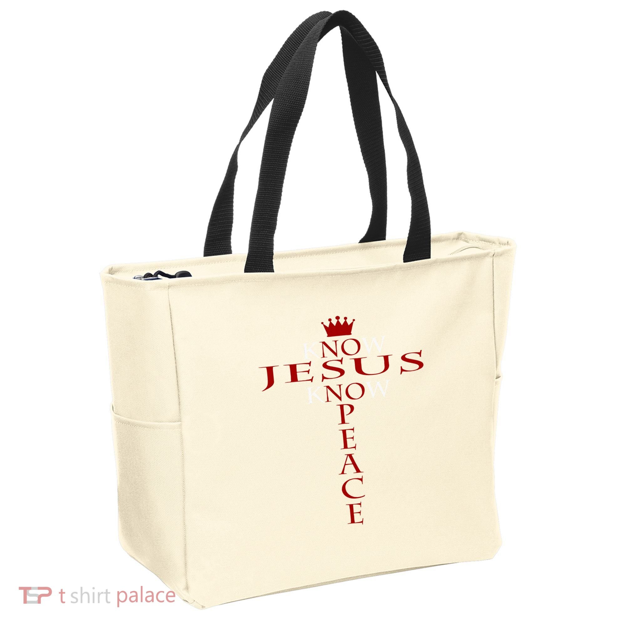 Know Jesus Know Peace Religious Christ Christian Tote Bag