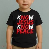 Know Jesus Know Peace No Jesus No Peace Faith God Toddler T-Shirt thumb 2