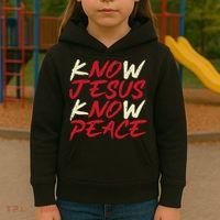 Know Jesus Know Peace No Jesus No Peace Faith God Kids Hoodie thumb 3