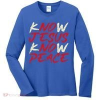 Know Jesus Know Peace God Faith Christian Women's Long Sleeve Shirt thumb 0